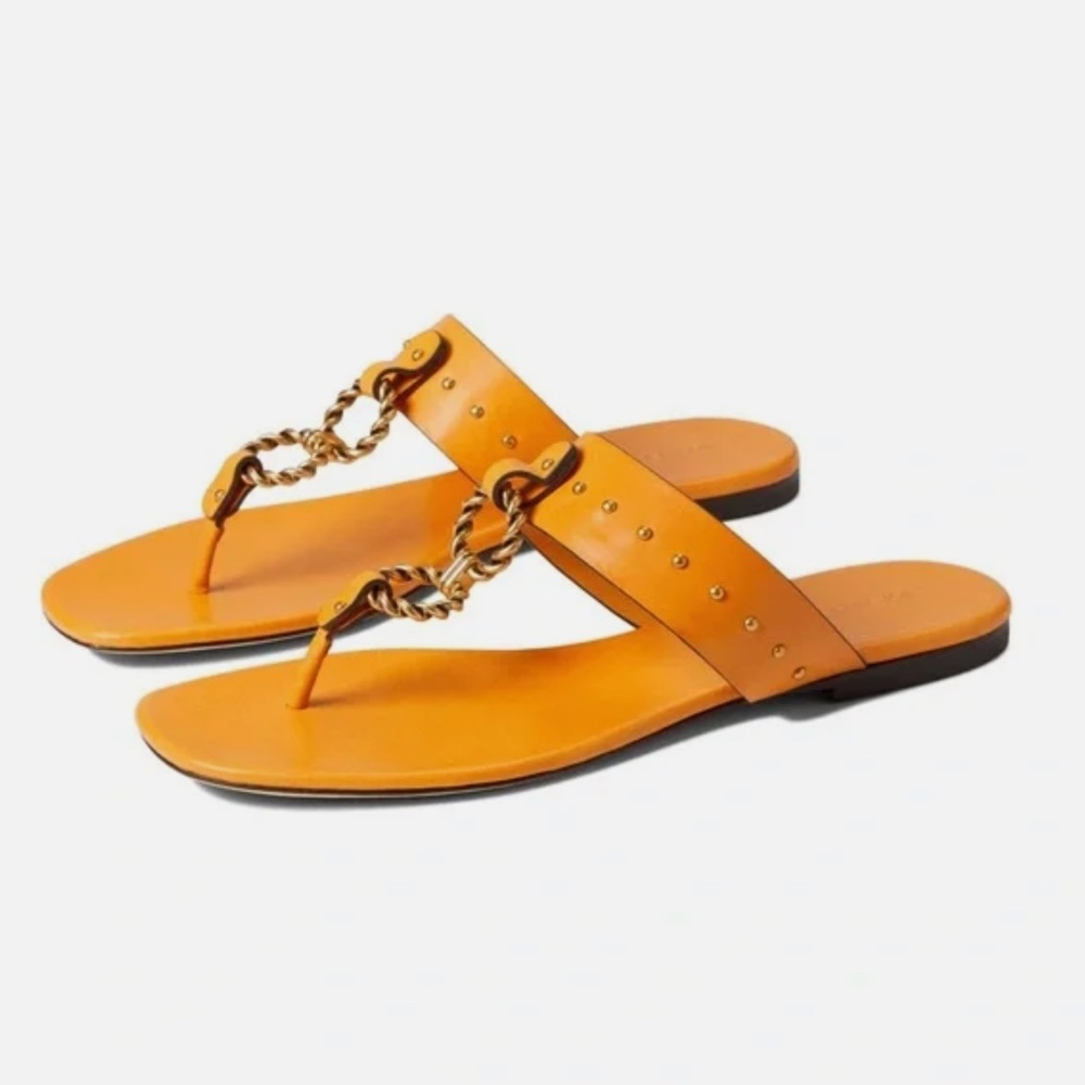 Tory Burch Arancio vintage plaque sandals , Size 8, NEW sold out , MRSP $298